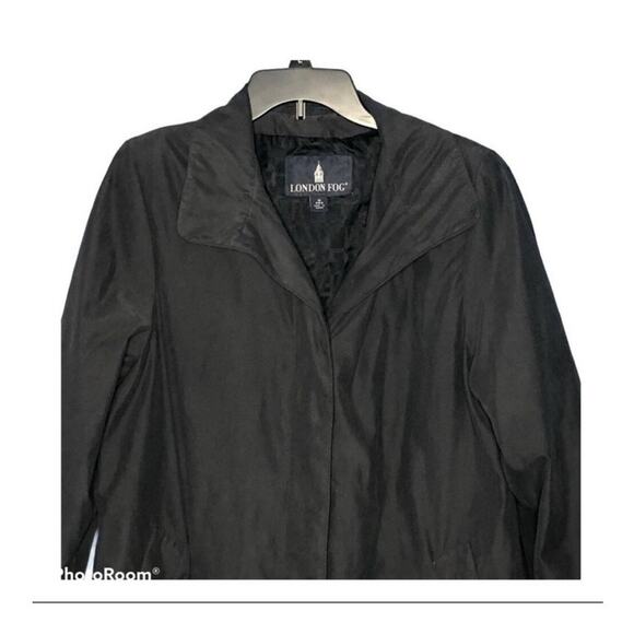 London Fog Black Waterproof Mid-Length Trench Coat Size Medium - Picture 7 of 14